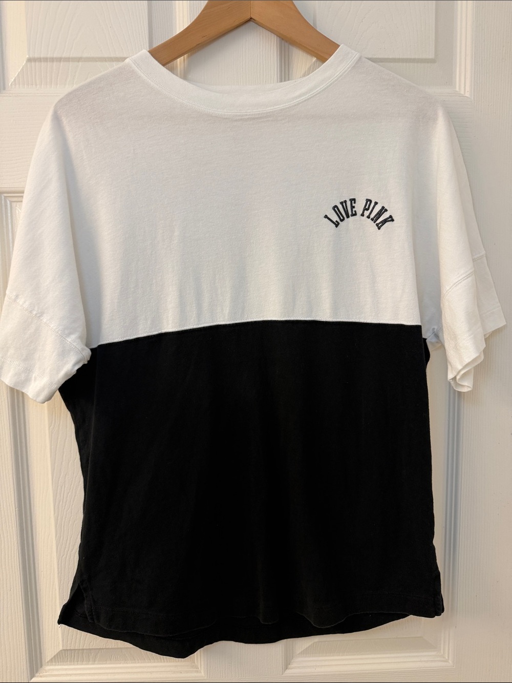PINK Victoria's Secret White Tee with Black Arch Logo